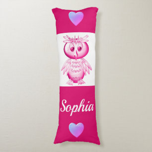 Funny Pink Owl Personalized kids Body Pillow