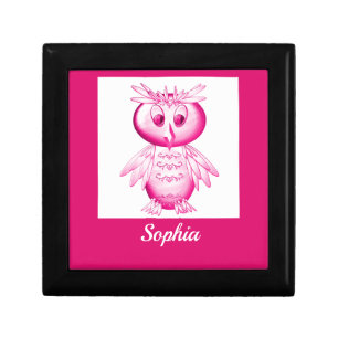 Funny Pink Owl Personalized kids Gift Box