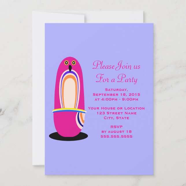 Funny Pink Penguin Cartoon Generic Party Invitation (Front)