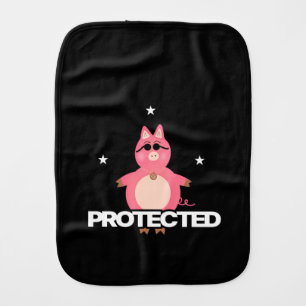 Funny pink pig baby burp cloth