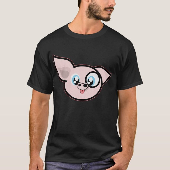 Funny Pink Pig Head T-Shirt (Front)