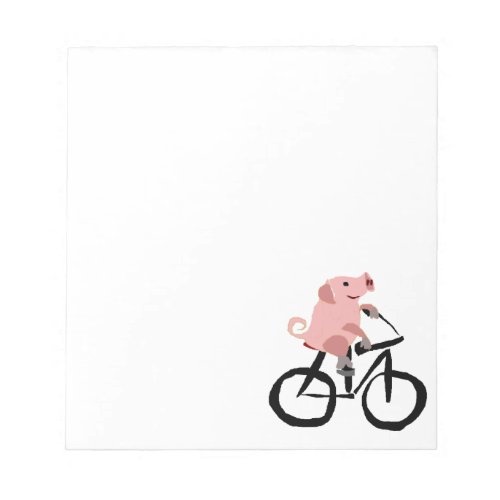 Funny Pink Pig Riding Bicycle Notepad