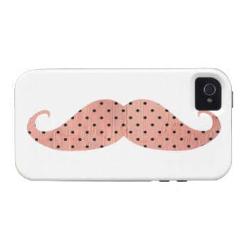 Funny Pink Polka Dots Mustache Iphone 4 Cover by mustache_designs at Zazzle