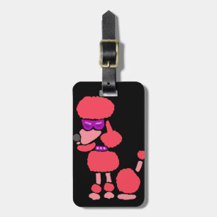 Funny Pink Poodle Dog Art Luggage Tag