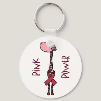 Funny Pink Power Giraffe Cartoon Keychain