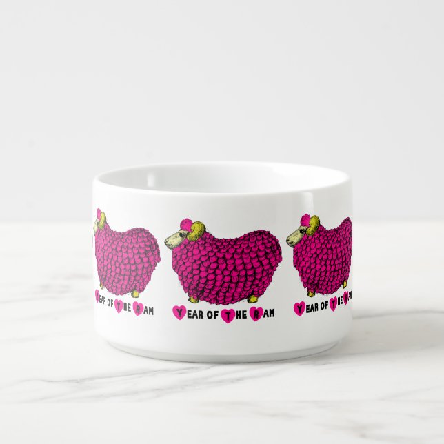 Funny Pink Ram Chinese Year Zodiac Chili Bowl (Center)