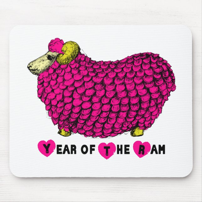Funny Pink Ram Chinese Year Zodiac Mousepad (Front)
