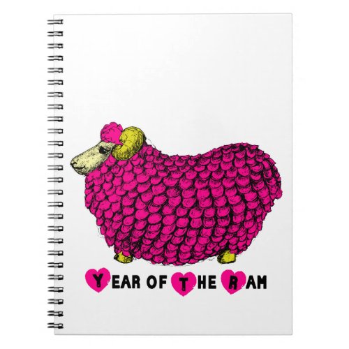Funny Pink Ram Chinese Year Zodiac Notebook