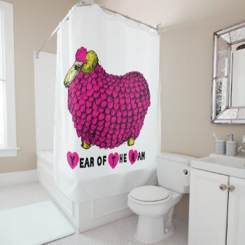 Funny Pink Ram Chinese Year Zodiac Shower C Shower Curtain by 2015_year_of_ram at Zazzle