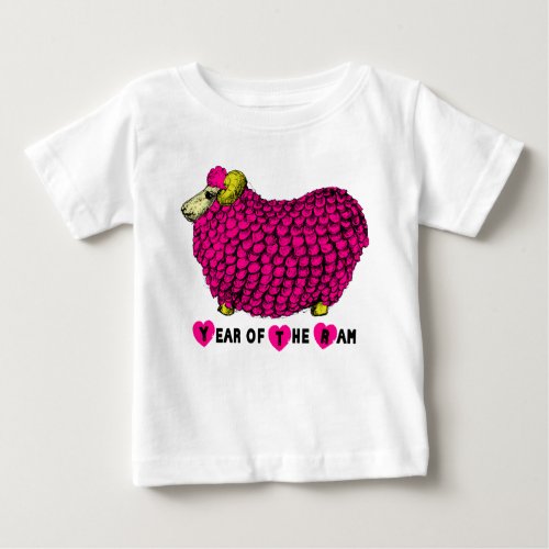 Funny Pink Ram Chinese Year Zodiac Toddler T Baby T_Shirt
