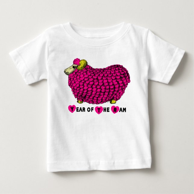 Funny Pink Ram Chinese Year Zodiac Toddler T Baby T-Shirt (Front)