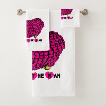 Funny Pink Ram Chinese Year Zodiac Towel Set by 2015_year_of_ram at Zazzle