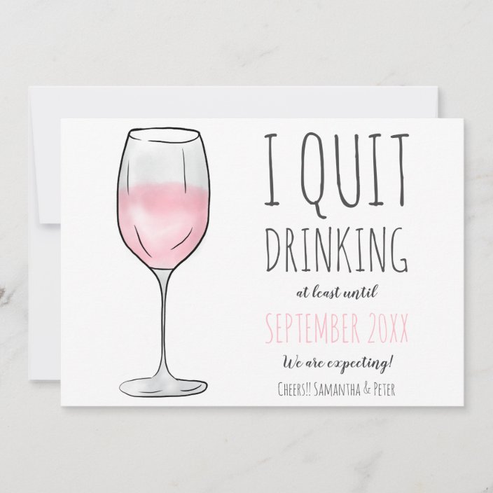 Funny Pink Rose Wine Glass Quit Drinking Pregnancy Announcement Zazzle Com