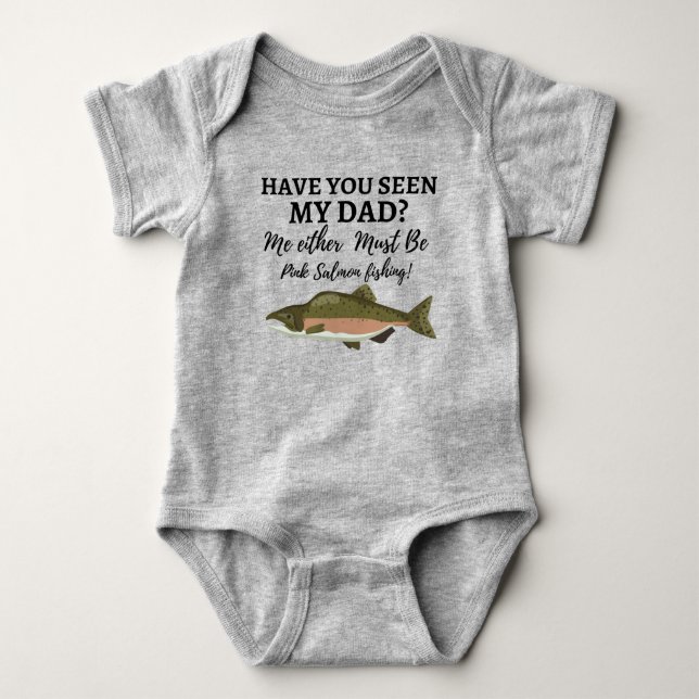Funny Pink Salmon Fishing Dad Fish Gift  Baby Bodysuit (Front)