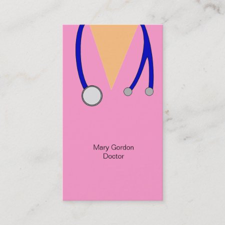 Funny Pink Scrubs And Stethoscope Medical Doctor Business Card
