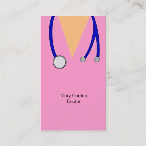Customizable Funny Pink Scrubs and Stethoscope Medical Doctor Business Card