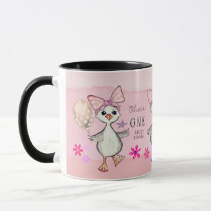 Funny Pink Silly Goose Custom 1st Birthday Mug