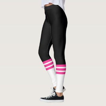 Funny Pink Team Tube Sock  Leggings by MiniBrothers at Zazzle
