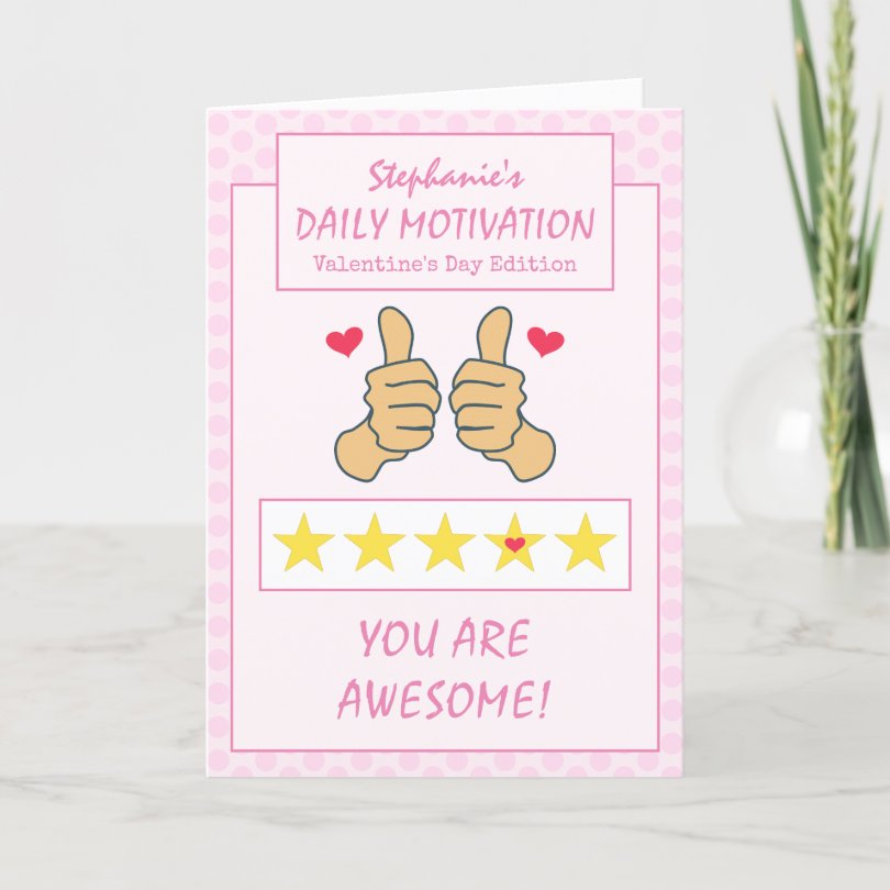 Funny Pink Thumbs Up Awesome Valentines Day Holiday Card