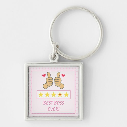 Funny Pink Thumbs Up Best Boss Ever Keychain