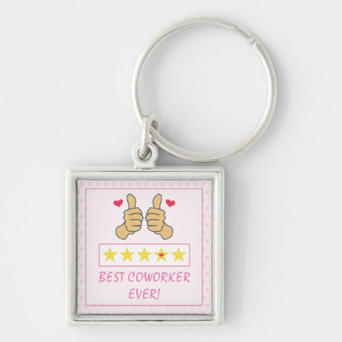 Funny Pink Thumbs Up Best Coworker Ever Keychain