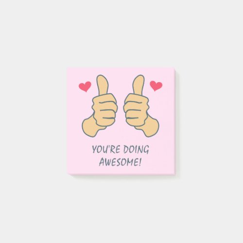 Funny Pink Thumbs Up Doing Awesome Motivational Post_it Notes