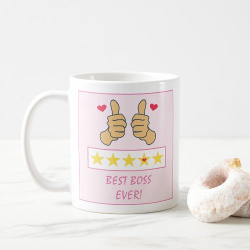 Funny Pink Thumbs Up Five Star Best Boss Ever  Coffee Mug