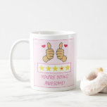Funny Pink Thumbs Up Five Star Rating Awesome  Coffee Mug