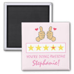 Funny Pink Thumbs Up Five Star Rating Custom Name  Magnet