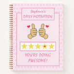 Funny Pink Thumbs Up Five Star Rating  Notebook