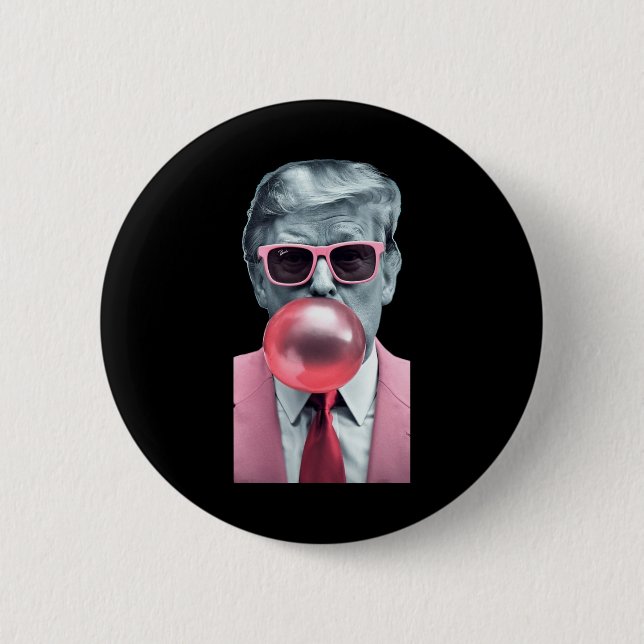 Funny Pink Trump Bubble Gum Yum Tee  Button (Front)