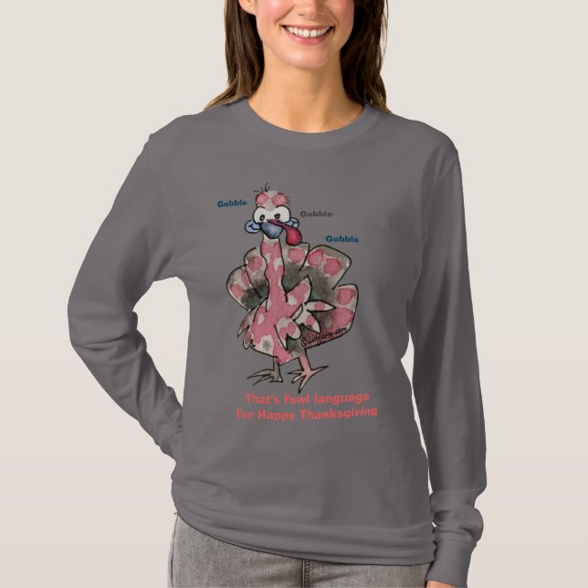 Funny Pink Turkey Gobble T Shirt (Front)