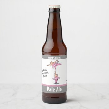 Funny Pink Tutu Cartoon Beer Bottle Label by BastardCard at Zazzle