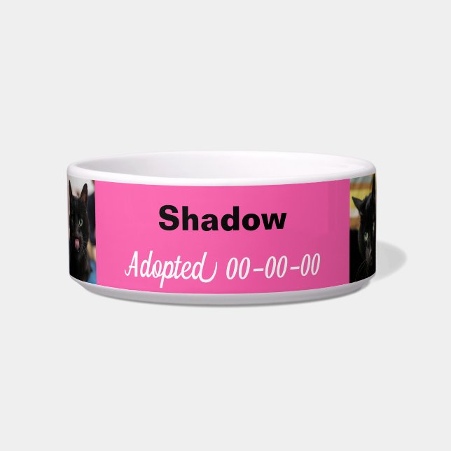 Funny Pink Zero Fluffs Given Feline Fine Bowl (Front)