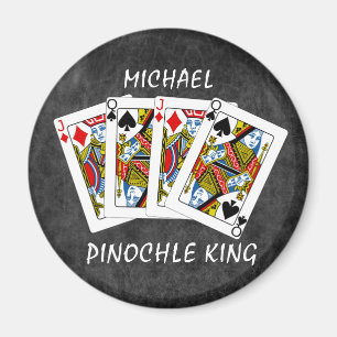 Funny Pinochle King on Black Magnet