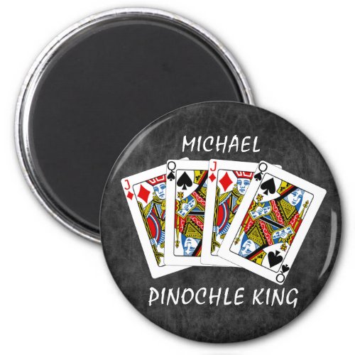 Funny Pinochle King on Black Magnet