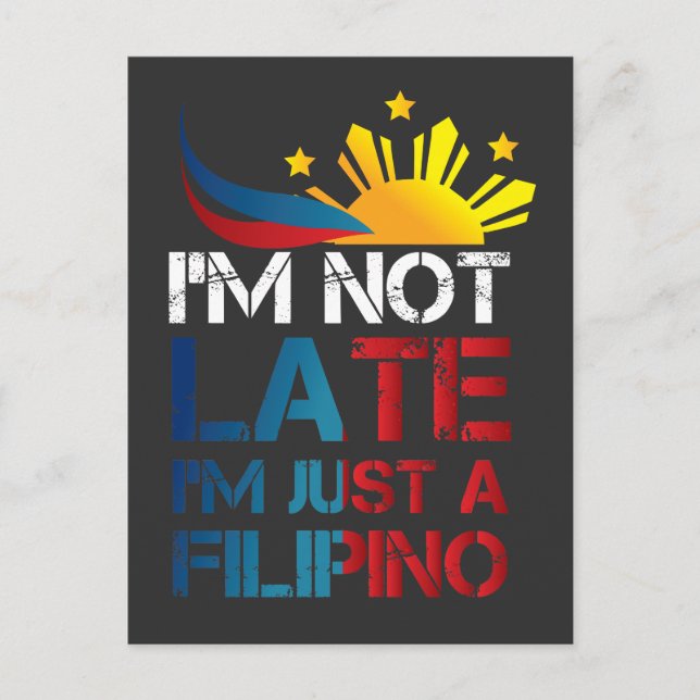 Funny Pinoy Jokes Punctuality Philippines Filipino Postcard (Front)