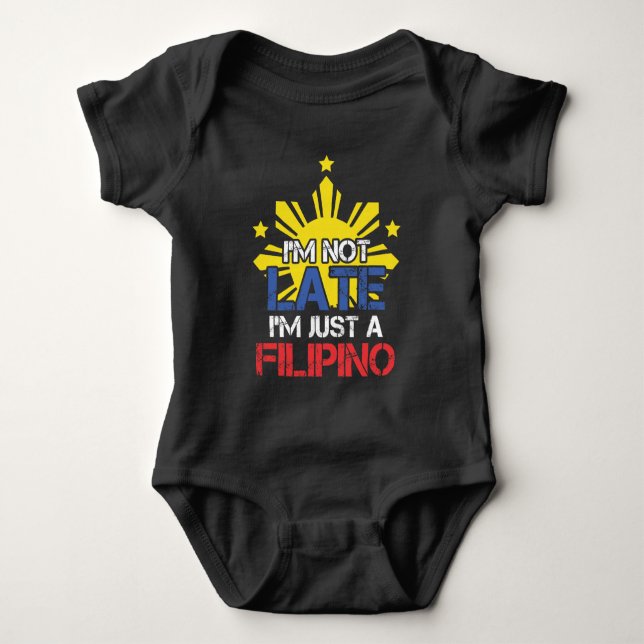 Funny Pinoy Punctuality Philippines Filipino Baby Bodysuit (Front)