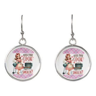 Funny Pinup Girl BBQ Earrings Jewelry Gift