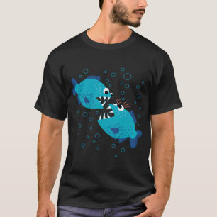 Funny Piranha Fish Gossiping Cute Cartoon Water An T-Shirt