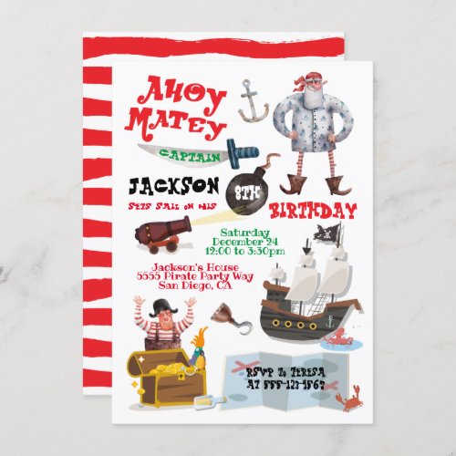 Funny Pirate Birthday Party Invitation