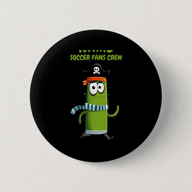 Funny Pirate Cactus Soccer Fans Crew Custom T Shir Button (Front)