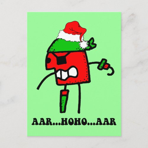 Funny pirate Christmas Holiday Postcard