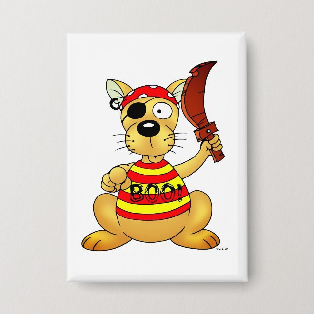 Funny Pirate Dog with Toy Sword Button (Front)