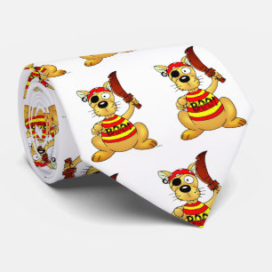 Funny Pirate Dog with Toy Sword Neck Tie