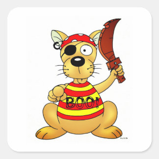 Funny Pirate Dog with Toy Sword Square Sticker