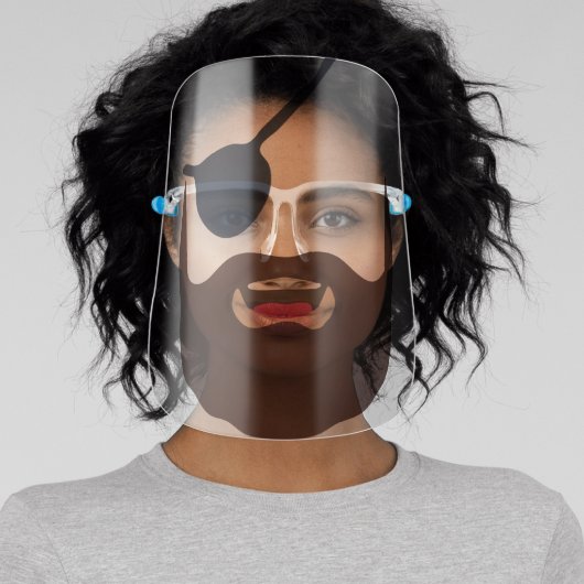 Funny pirate Eye Patch happy beard Face Shield (Insitu)