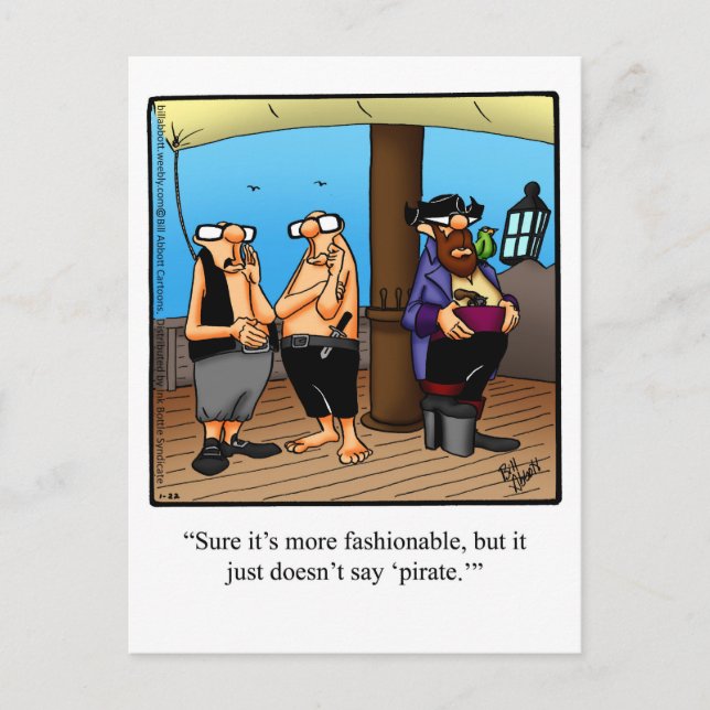 Funny "Pirate Fashion" Humor Postcard (Front)