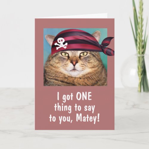 Funny Pirate Fat Cat Birthday Card