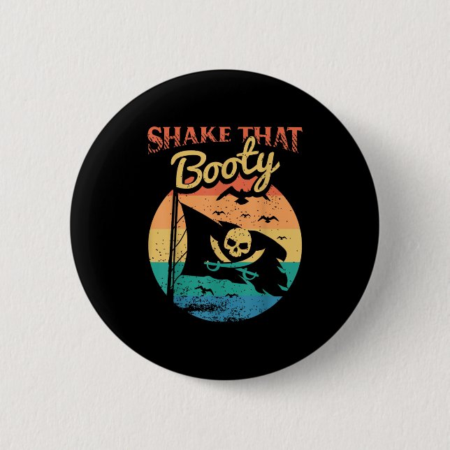 Funny Pirate Freebooter Buccaneer Caribbean Advent Button (Front)